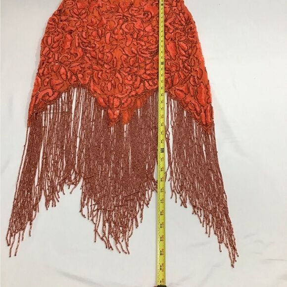 ASOS Orange Sequin Fringe Midi Slip Dress New Size 8 - Picture 14 of 16